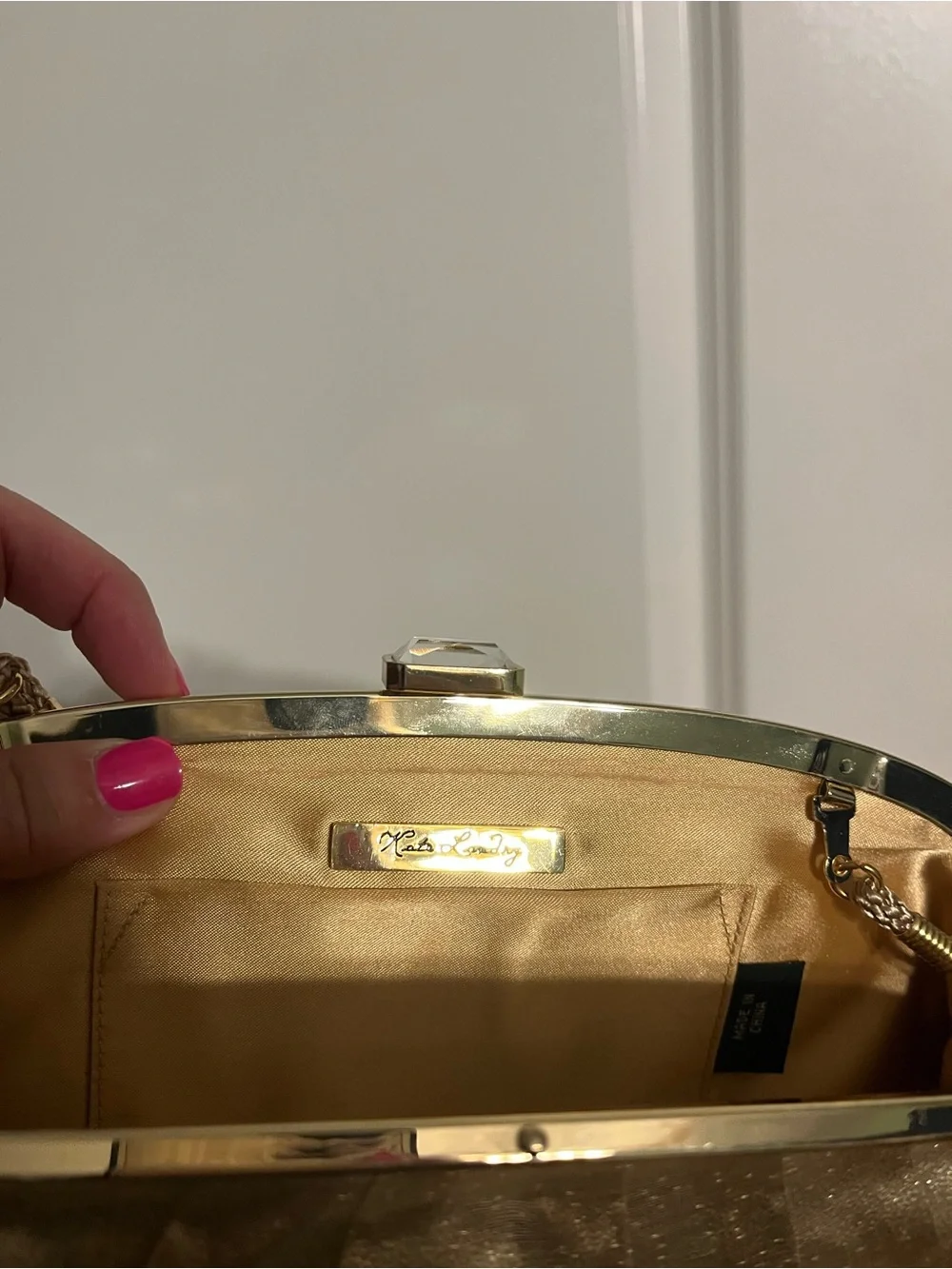 Kate Landry Metallic Gold Evening Clutch